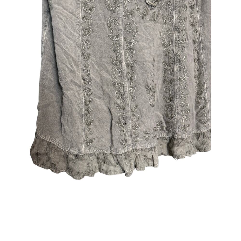 Soft Surroundings Gray Embroidered Ruffle Tank - Picture 5 of 7
